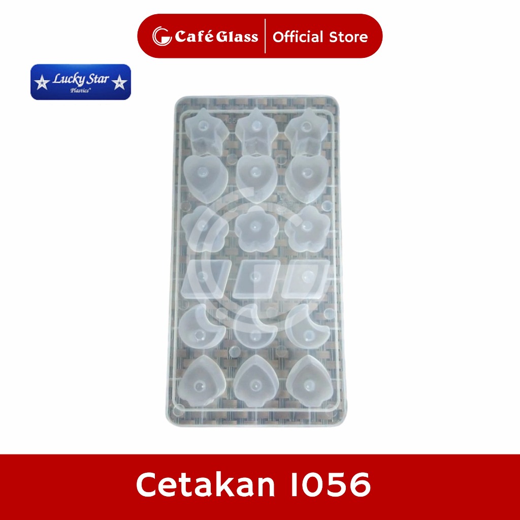 Cetakan Plastik 6 Motif Lucky Star 1056 - Cetakan Es Puding Agar Jelly Nasi Bento 18 Lubang