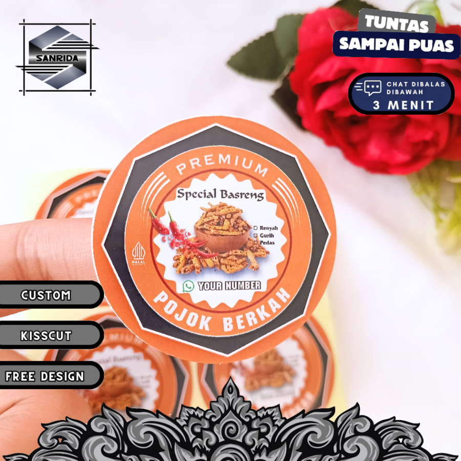 Jual Sanrida Stiker Label Makanan Basreng Pedas Uk.Kecil Sticker ...