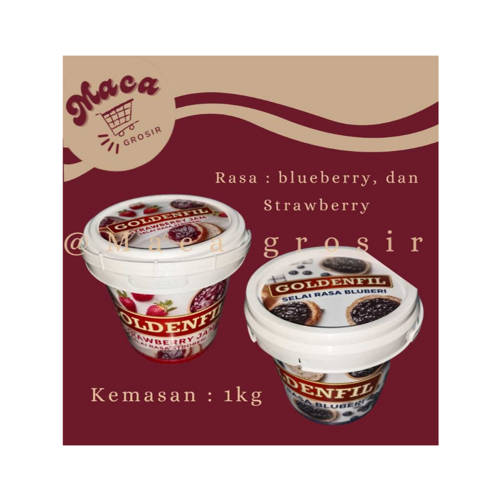 Jual goldenfil fruit jam 1kg varian 2 rasa (strawberry, blueberry ...