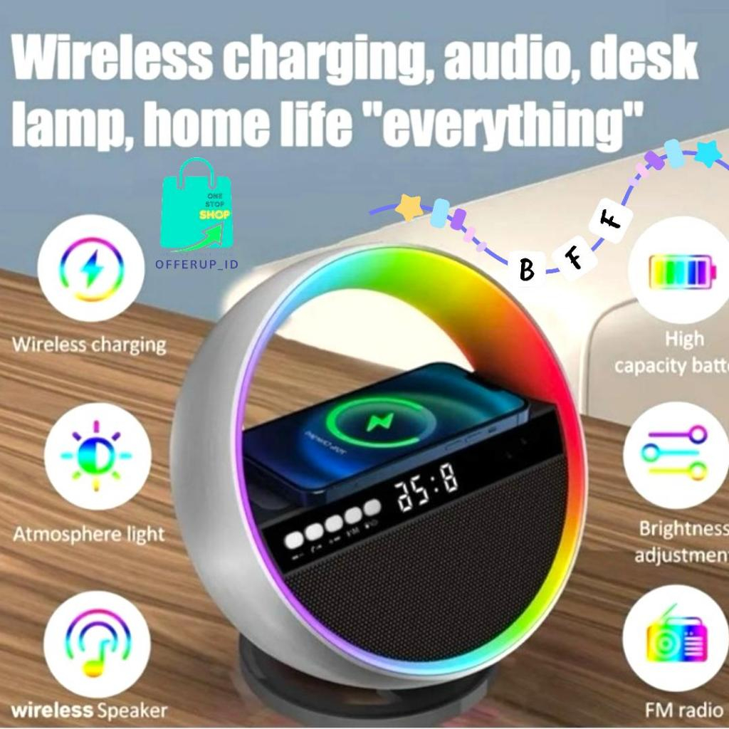 WIRELESS MUSIC TABLE LAMP LAMPU SPEAKER BLUETOOTH WIRELESS CHARGER HP