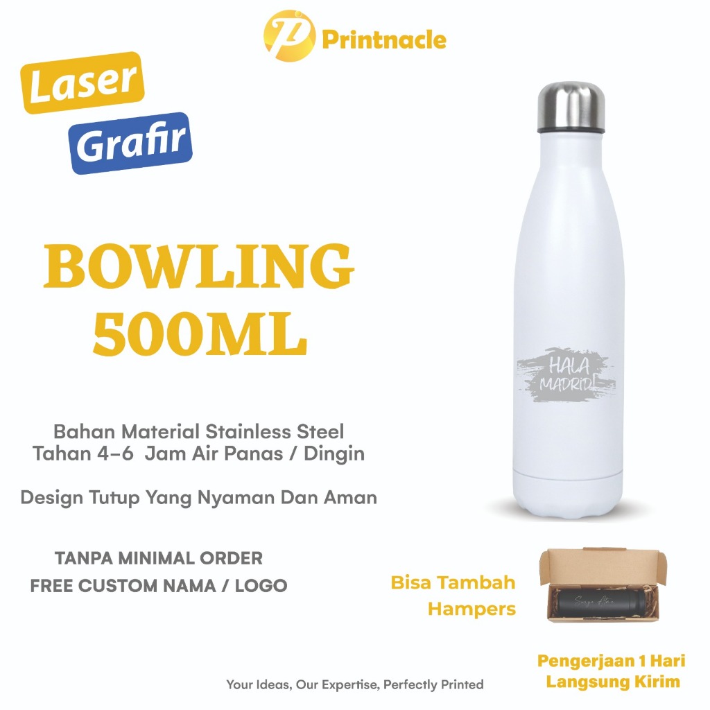 Jual Tumbler Custom Bowling 500ml Cetak Laser Grafir Logo Botol Minum ...