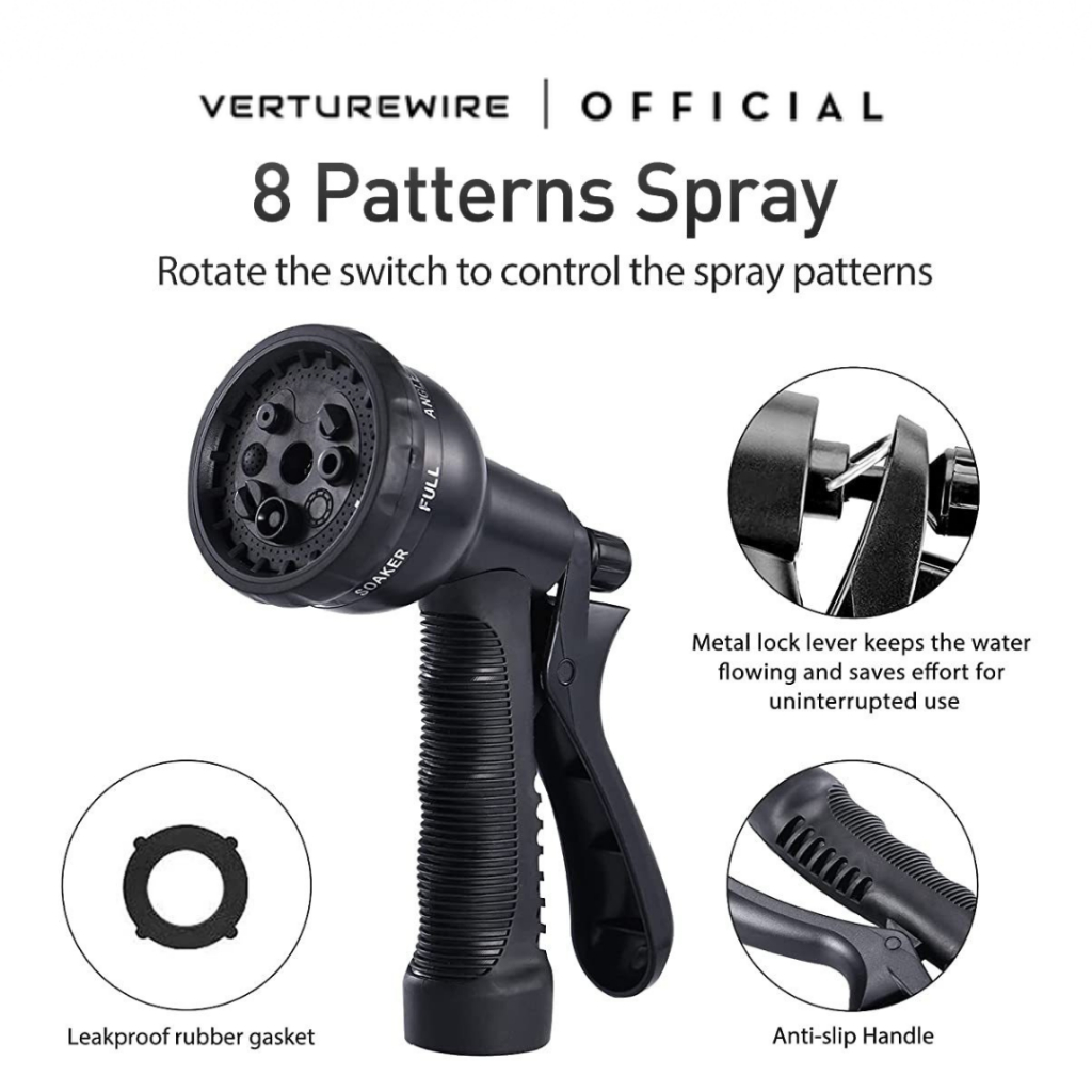Verturewire Semprotan Air 8 Mode Spray Premium / Black Hozzle Watergun