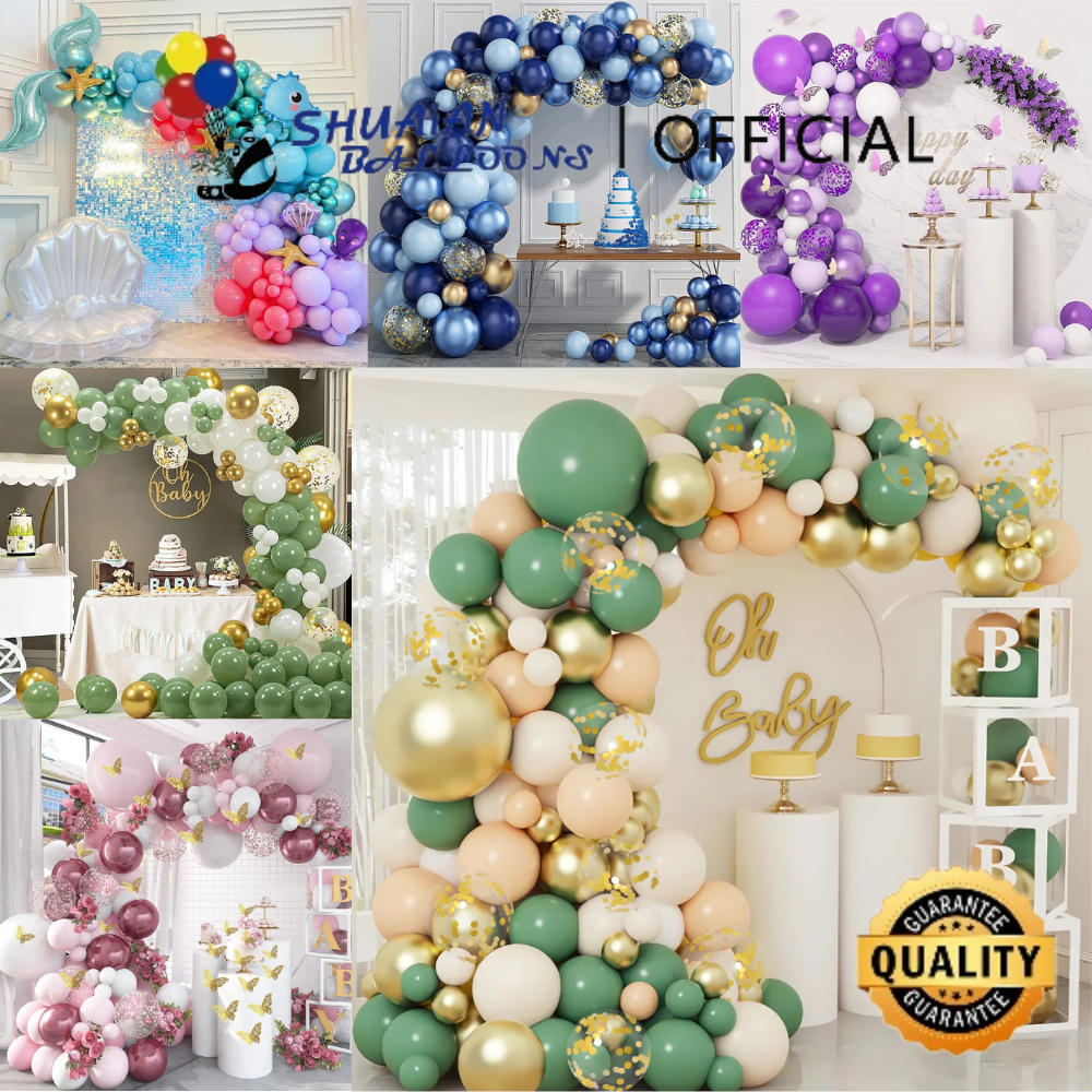SHUAIAN Karangan Bunga Balon Set Dekorasi Pesta Ulang Tahun Lengkungan Berdiri Pernikahan Dekorasi