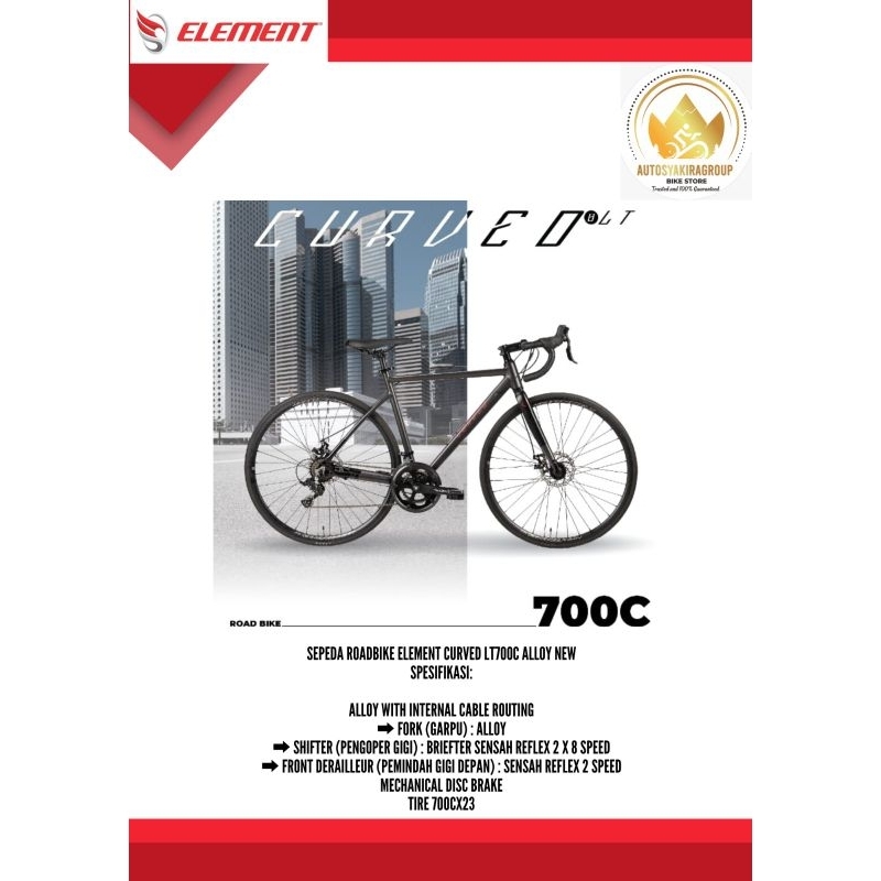 Jual Sepeda Roadbike Element Curved LT alloy 2025 2x8speed 700x23 Ready ...