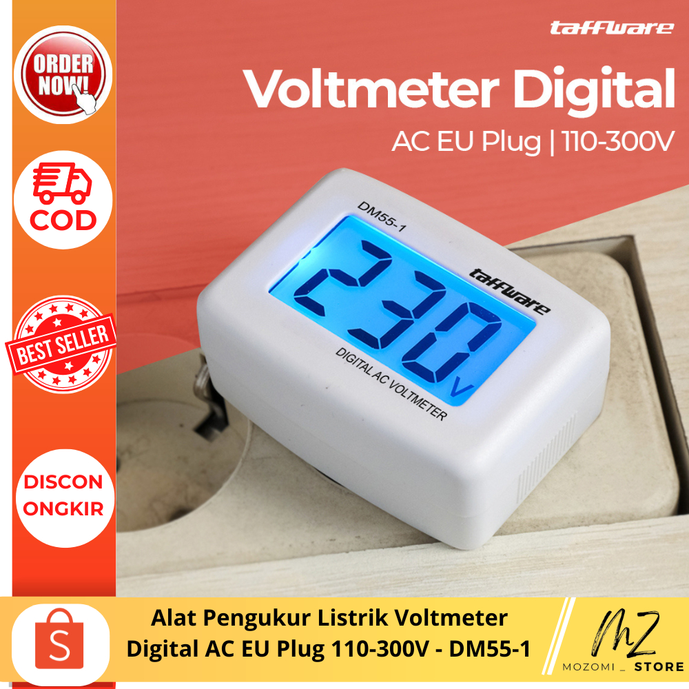 Jual Alat Pengukur Listrik Voltmeter Digital AC EU Plug 110-300V ...
