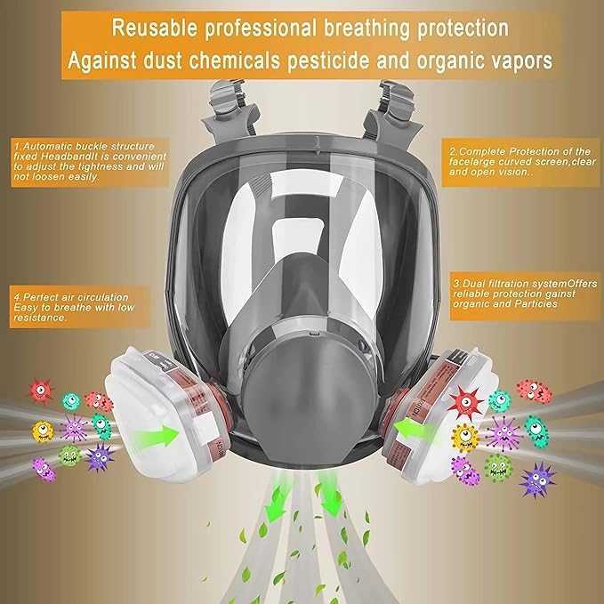 Jual PUSAT Masker Gas Respirator Full Face cat semprot debu proyek ...