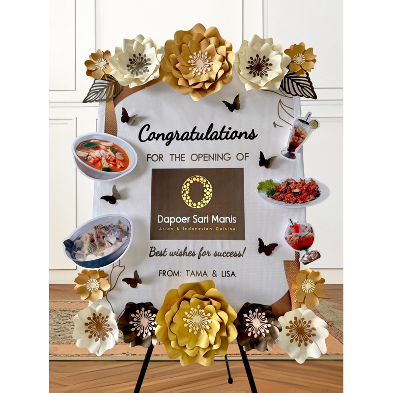 Jual PAPAN BUNGA KERTAS, Welcome sign paper flower, papan standing ...
