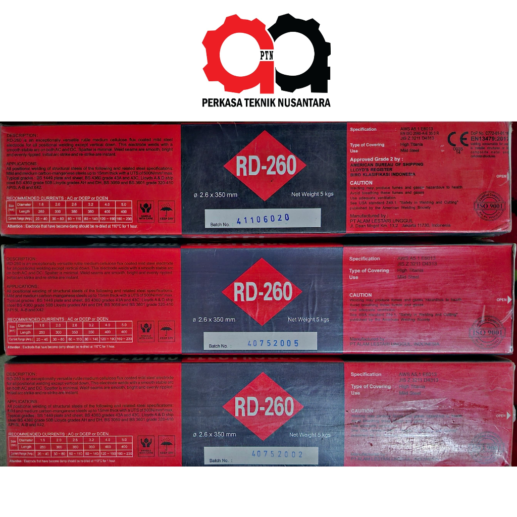 Jual Kawat Las RD-260 Ukuran 2.6X350MM, 3.2X350MM, 4.0X400MM Merek ...