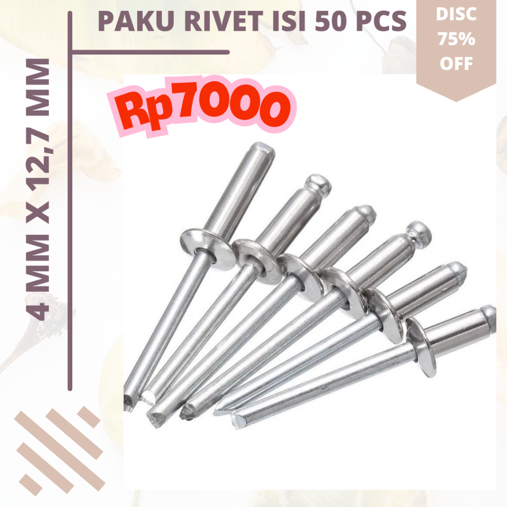 Jual Paku Rivet 4 x 12,7 Mm 550 isi 50 Blind Rifet Ripet Knalpot ...