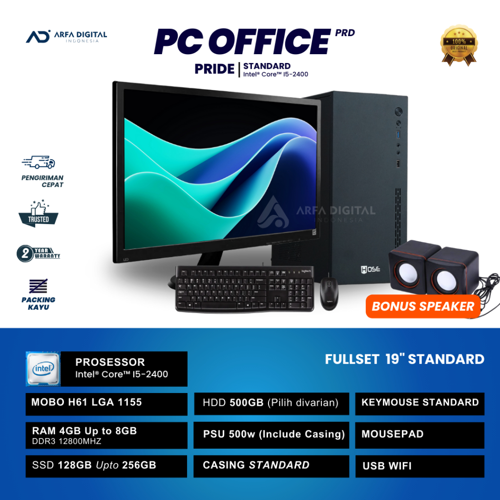 Komputer Full Set Murah Intel Core I5 Ram 8GB SSD 120GB HDD 500GB LED 19