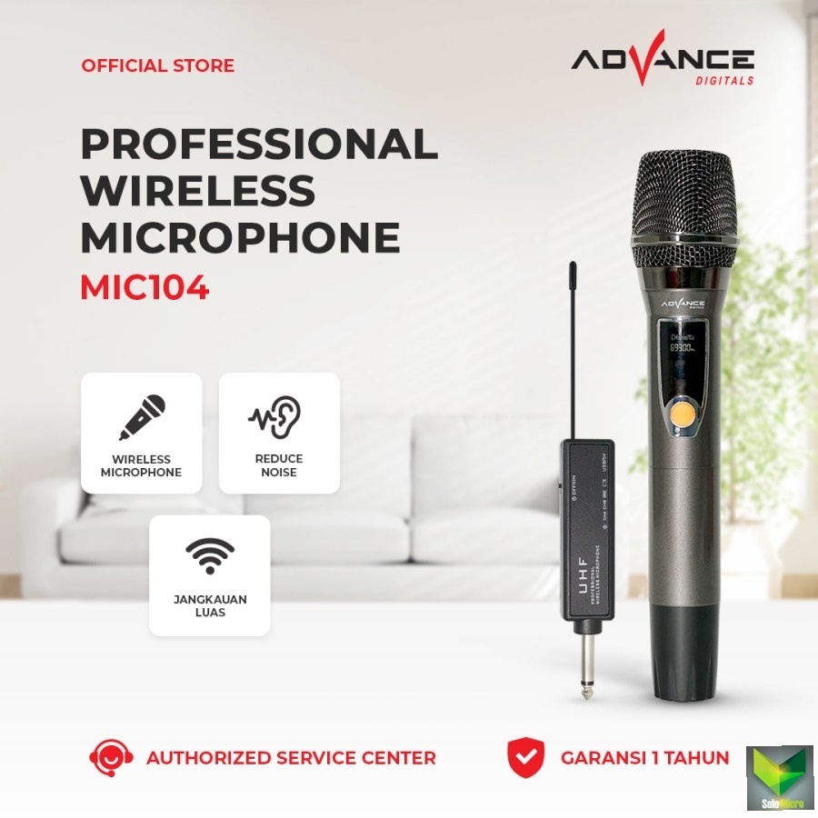 Jual ADVANCE Microphone Profesional Wireless Mic-104 Single Mic ...
