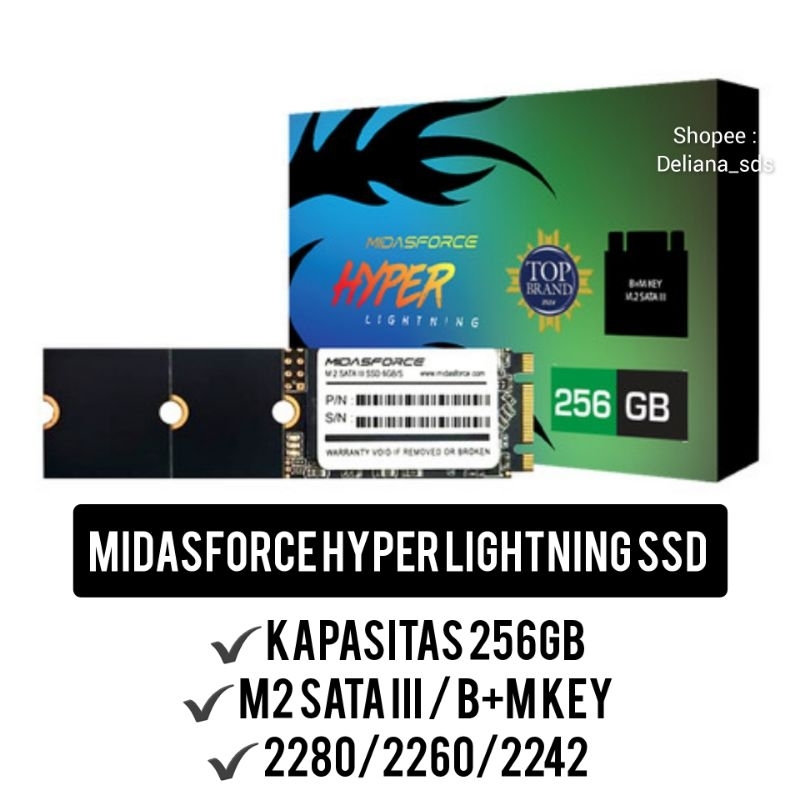 Jual SSD 256GB Midasforce Hyper Lightning Sata M.2 Garansi Resmi 1 ...