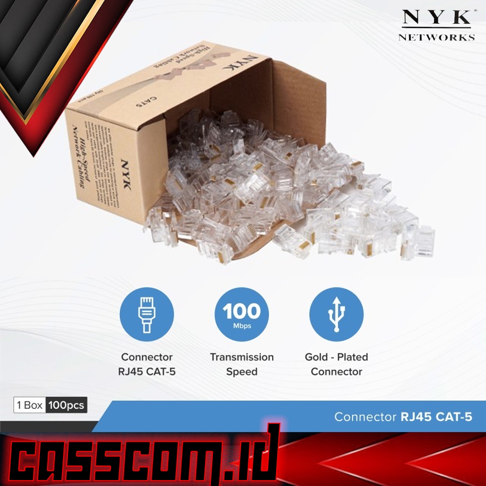 Jual NYK Connector Rj45 Cat5 isi 100pcs Konektor RJ 45 Original ...