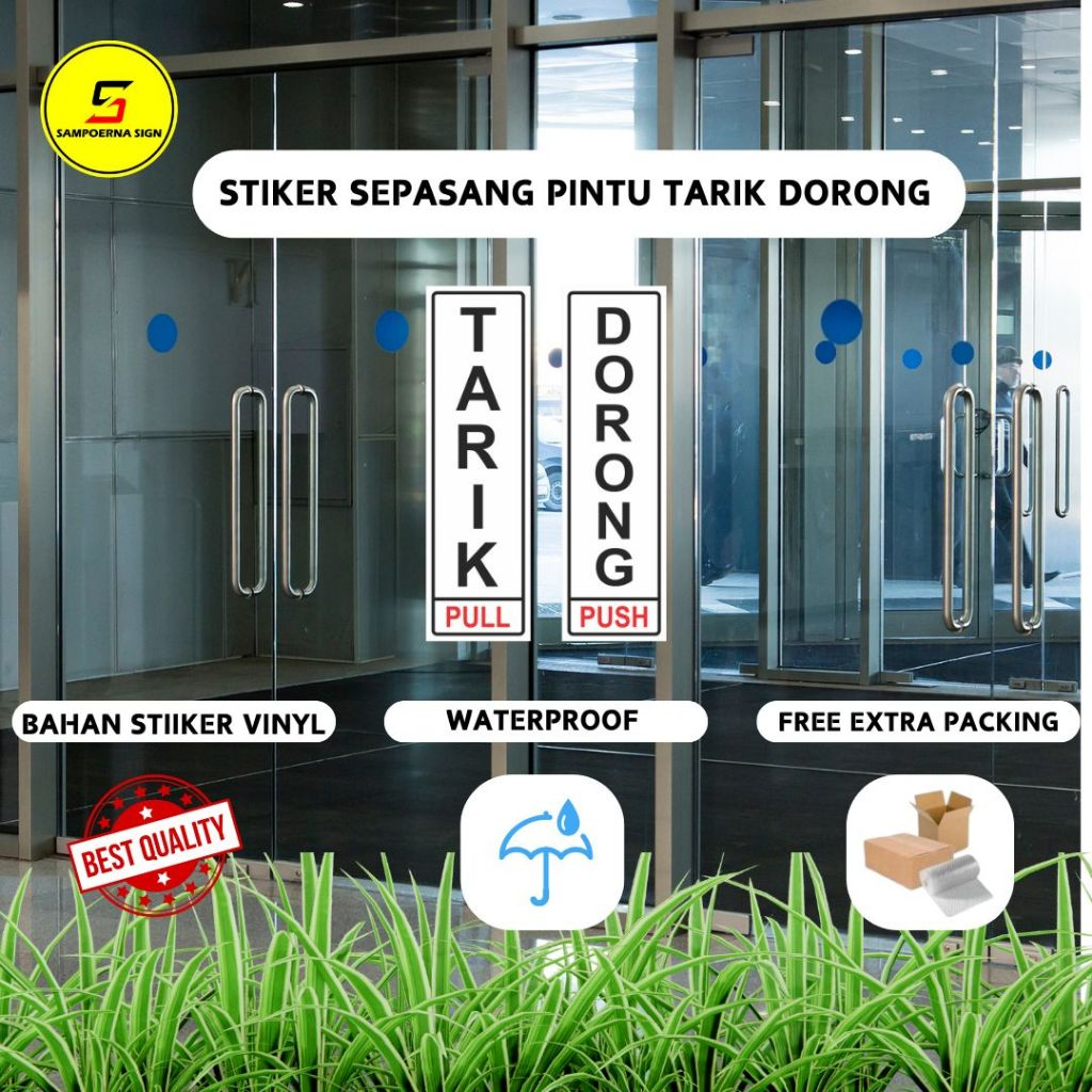 Jual Sepasang Sign Label Sticker Pintu Tarik Dorong / Stiker Pintu Push ...