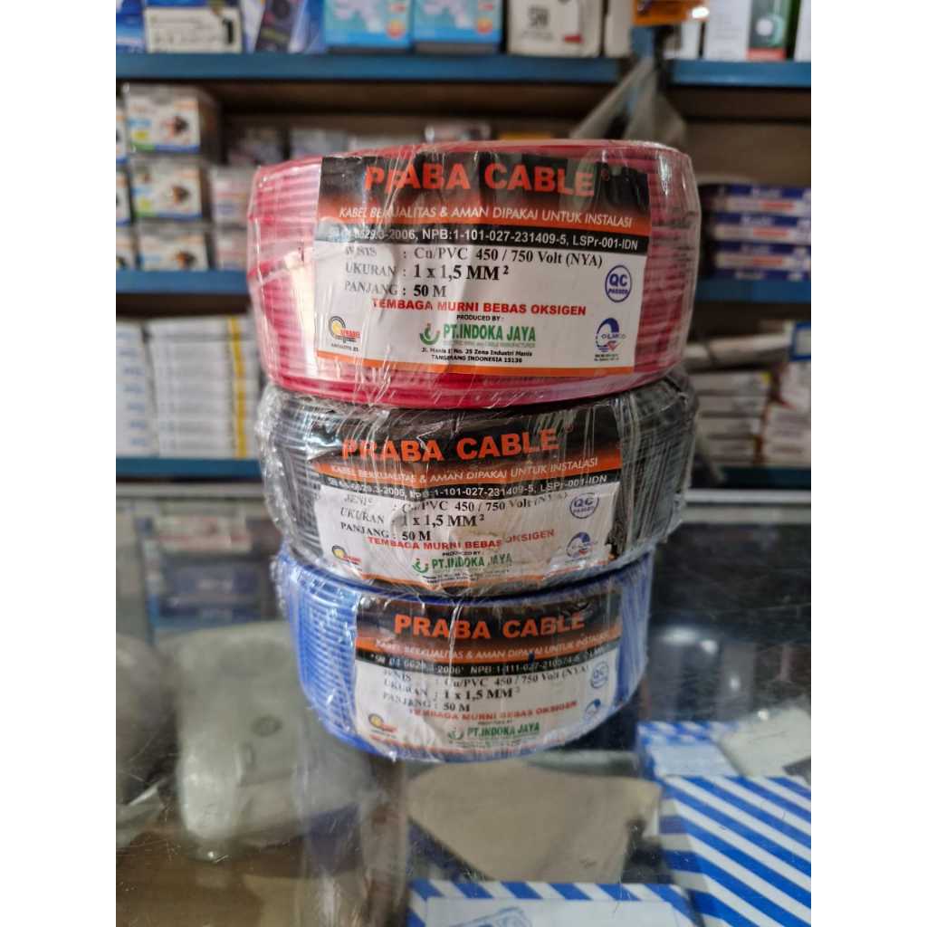 Jual KABEL PRABA NYA 1.5mm / Praba 1x1.5mmx50meter | Shopee Indonesia