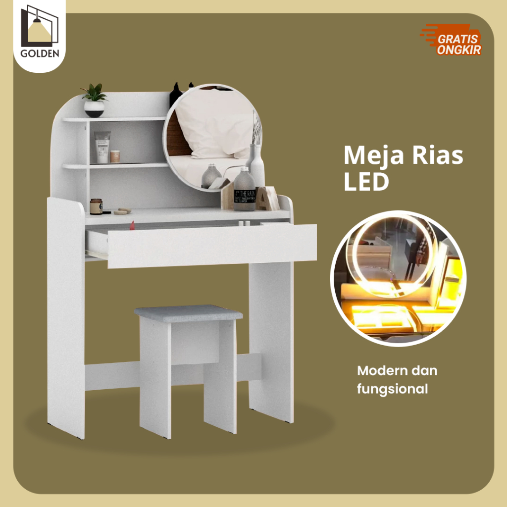 Jual MEJA RIAS LED GOLDEN | Shopee Indonesia