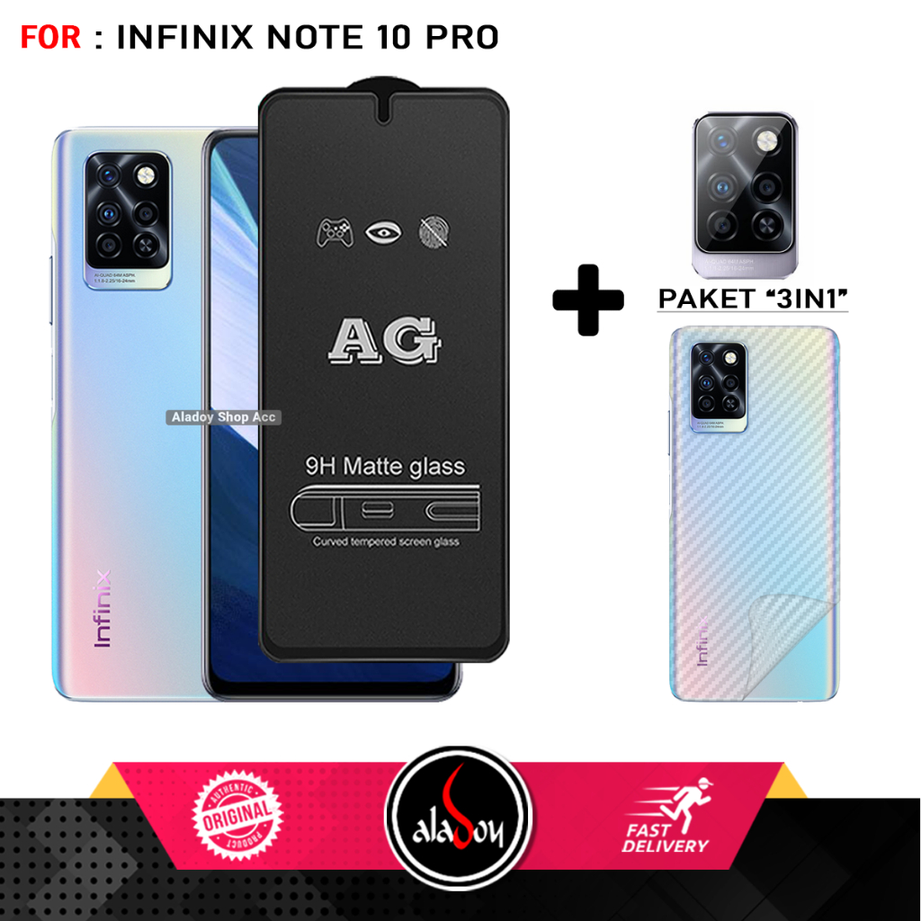 Jual Paket 3IN1 Tempered Glass Layar Matte Anti Glare Infinix Note 10 ...