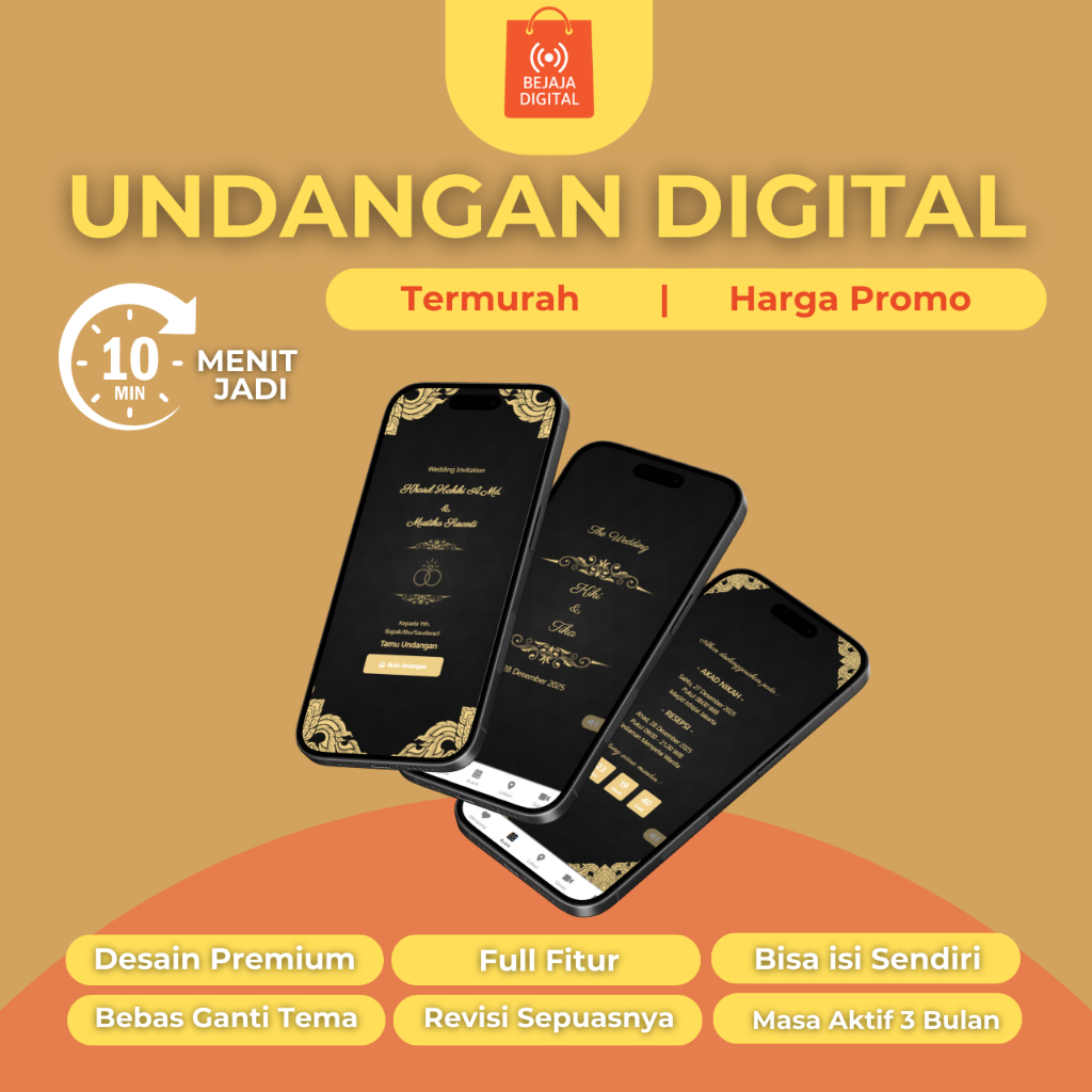 Undangan Digital Website - Wedding Invitation Emas dan Hitam