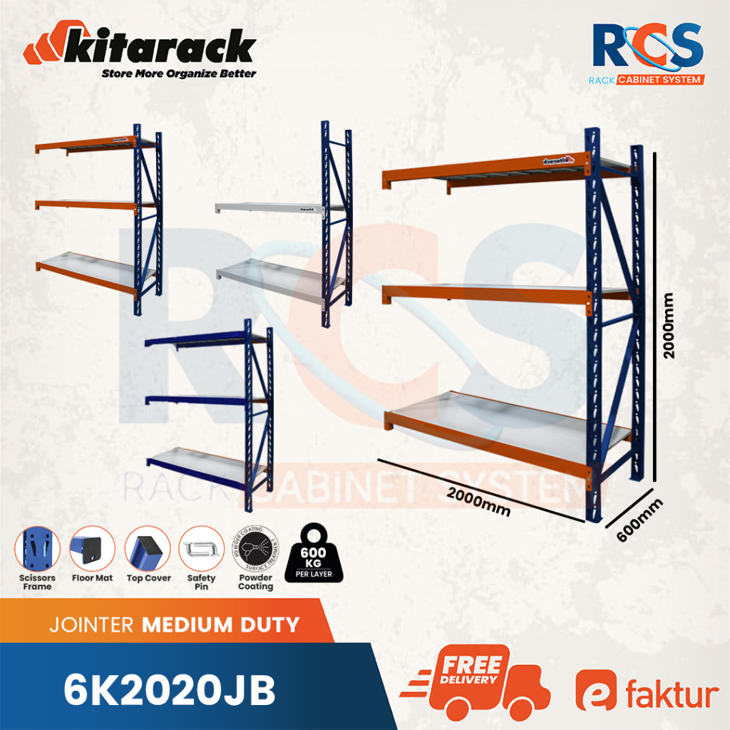 Jual KITARACK Rak Gudang Besi 600kg 2 Meter Rack Gudang 4 Susun Jointer ...