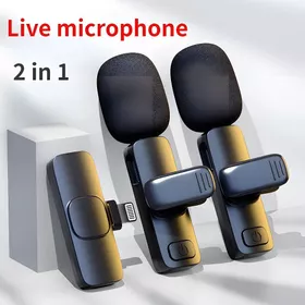 Mikrofon Wireless 2 Mic Clip On Microphone Noise Reduction Short Video Youtuber Liver Streamer