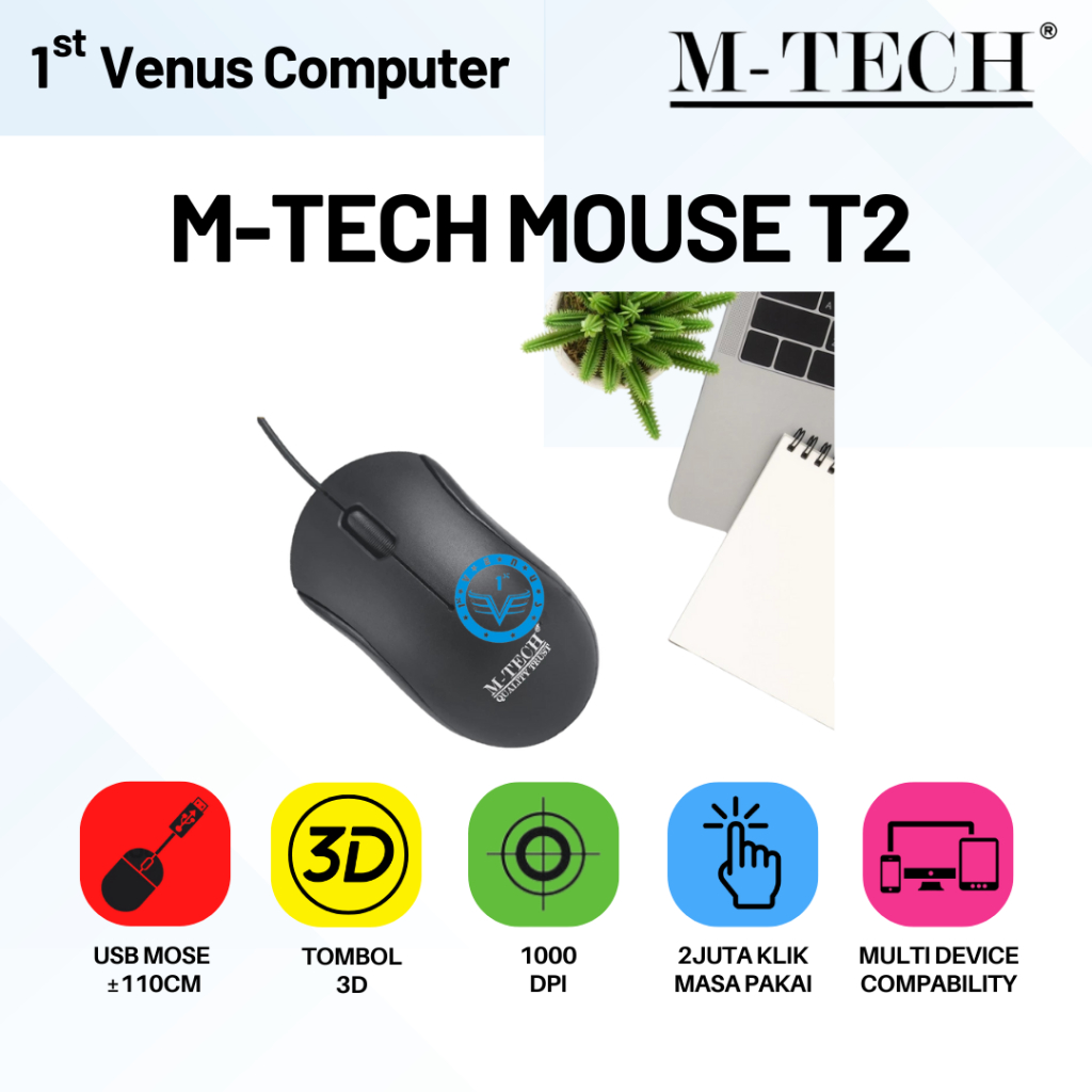 Jual Mouse Murah USB Kabel M-Tech T2 Original MTech Mouse Wired T2 for ...