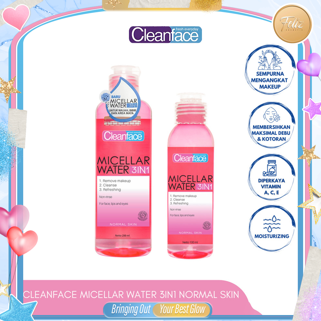 Jual * FELIZ * CLEANFACE Micellar Water 3in1 For Normal Skin | Shopee ...