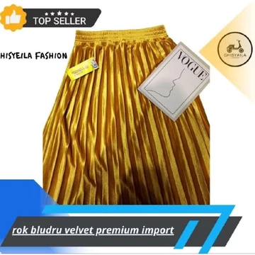 Rok Bludru Plisket Panjang Premium Bahan Premium