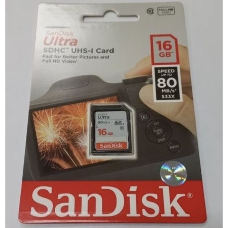 Carte Mémoire SanDisk Ultra SDHC 16 Go – Classe 10 – Vitesse 80 Mo/s – Occasion