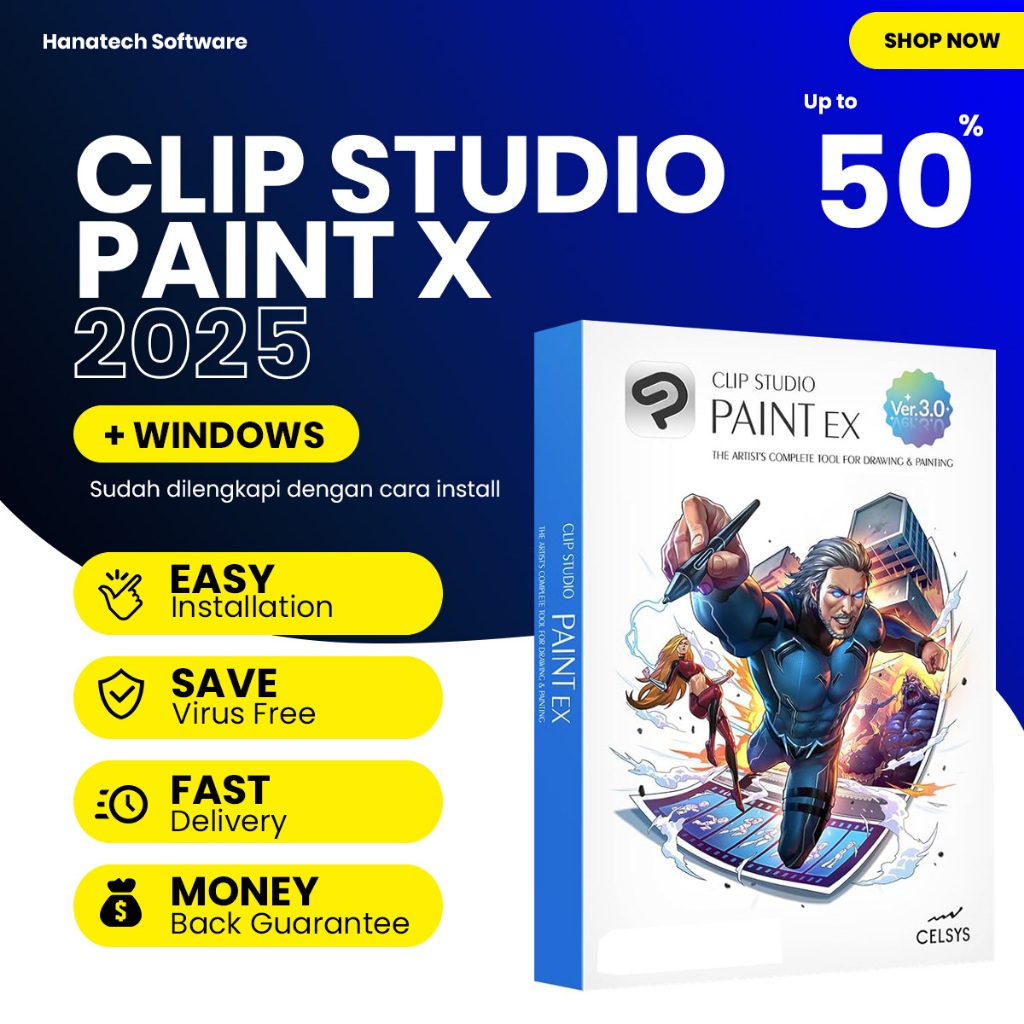 Jual Clip Studio Paint EX 4.1 2025 Terbaru Bonus Materials & Brush ...