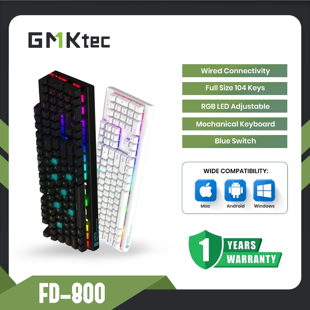 Jual Keyboard Mechanical Gaming FD-800 - 3 Mode light RGB Fude gaming ...