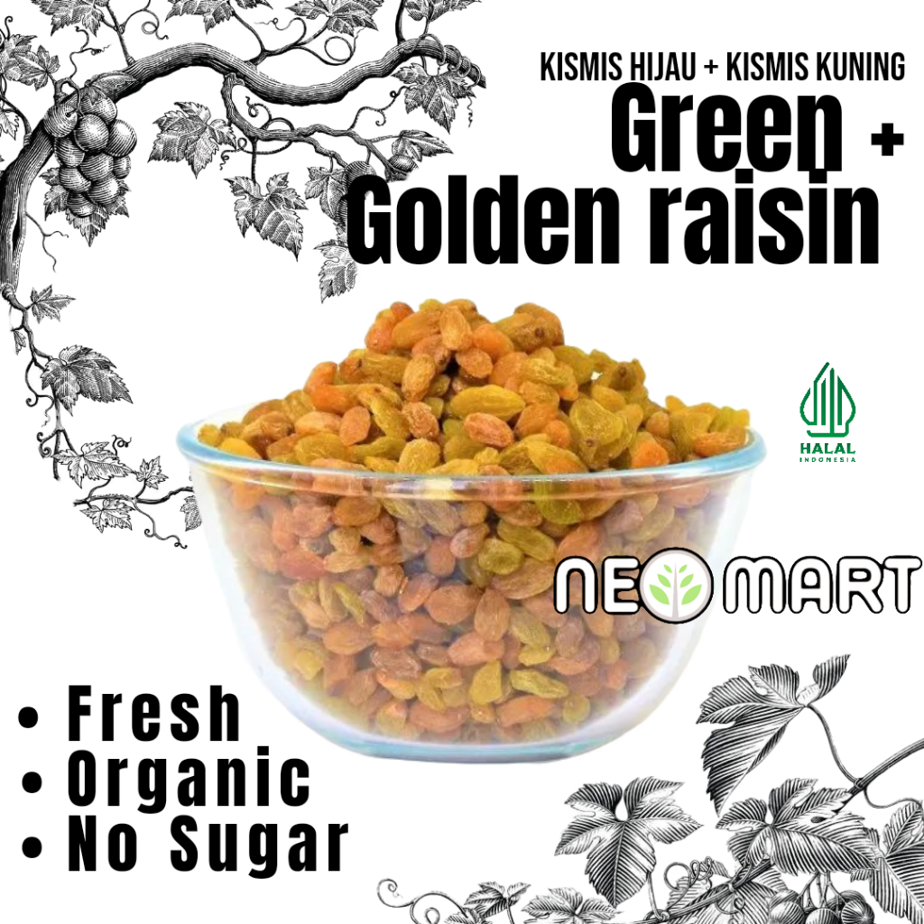 Jual Mix Raisin 100gr/Green Raisin Golden Raisin/Kismis Hijau Kismis ...
