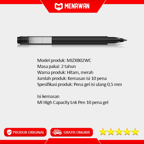 Jual Xiaomi Mi High Capacity Ink Pen Gel Mikuni Ink Pulpen Pena Pack 10 ...
