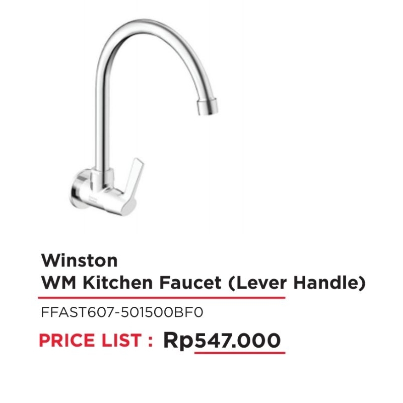 Jual Winston WM Kitchen Faucet (Lever Handle) keran kran air dapur ...
