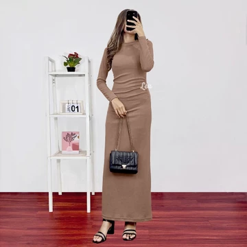 Orina Dress Wanita Knit Dress Kerut Pinggul Lea Store