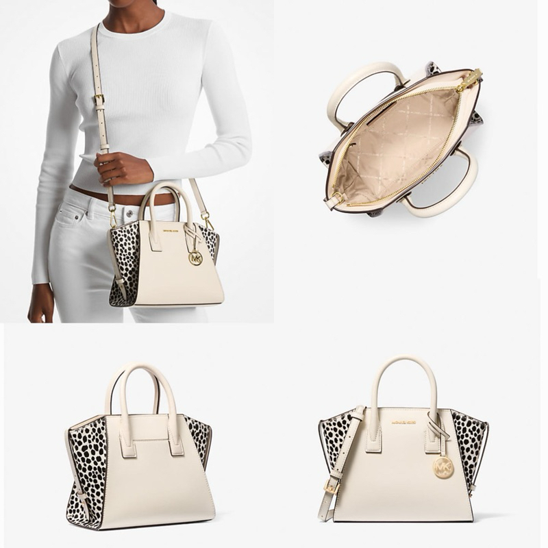 Jual Michael Kors Avril Small Satchel - Ivory Black Original | Shopee ...