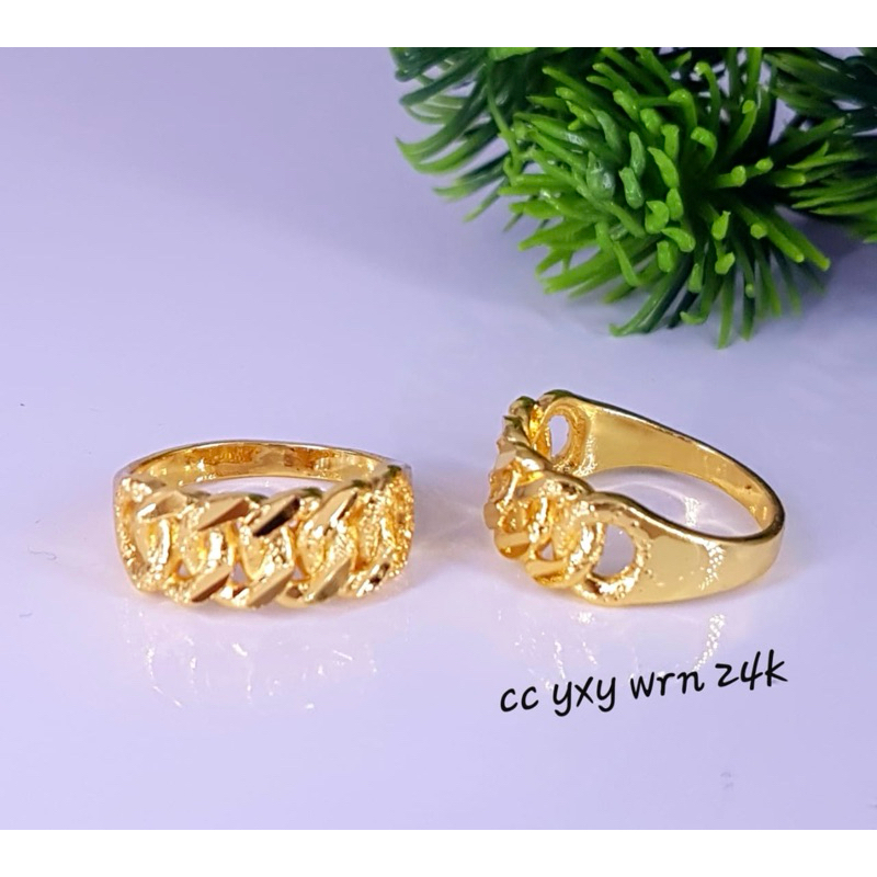 Jual cincin setengah rantai cantik super mewah warna emas 24k | Shopee ...