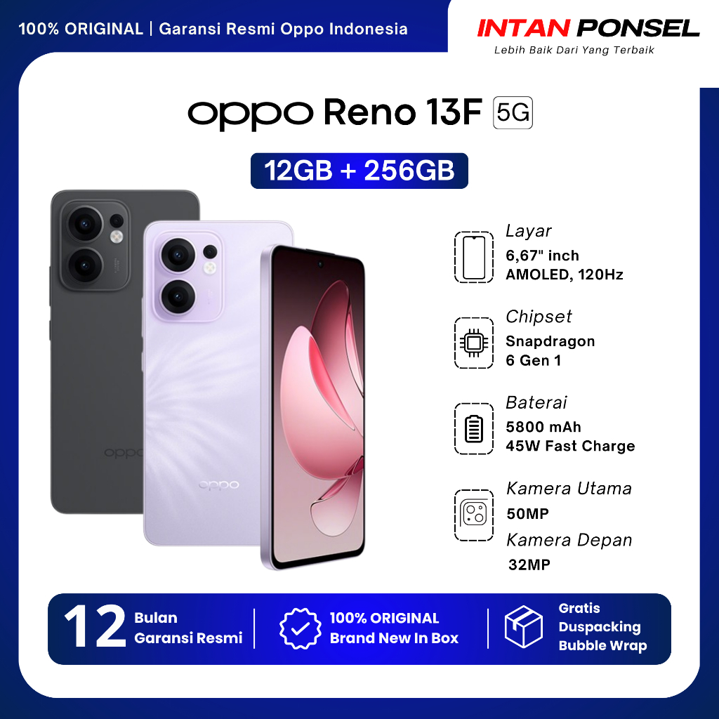Jual Oppo Reno 13F 5G 12GB + 512GB Garansi Resmi Oppo Indonesia 1 Tahun ...