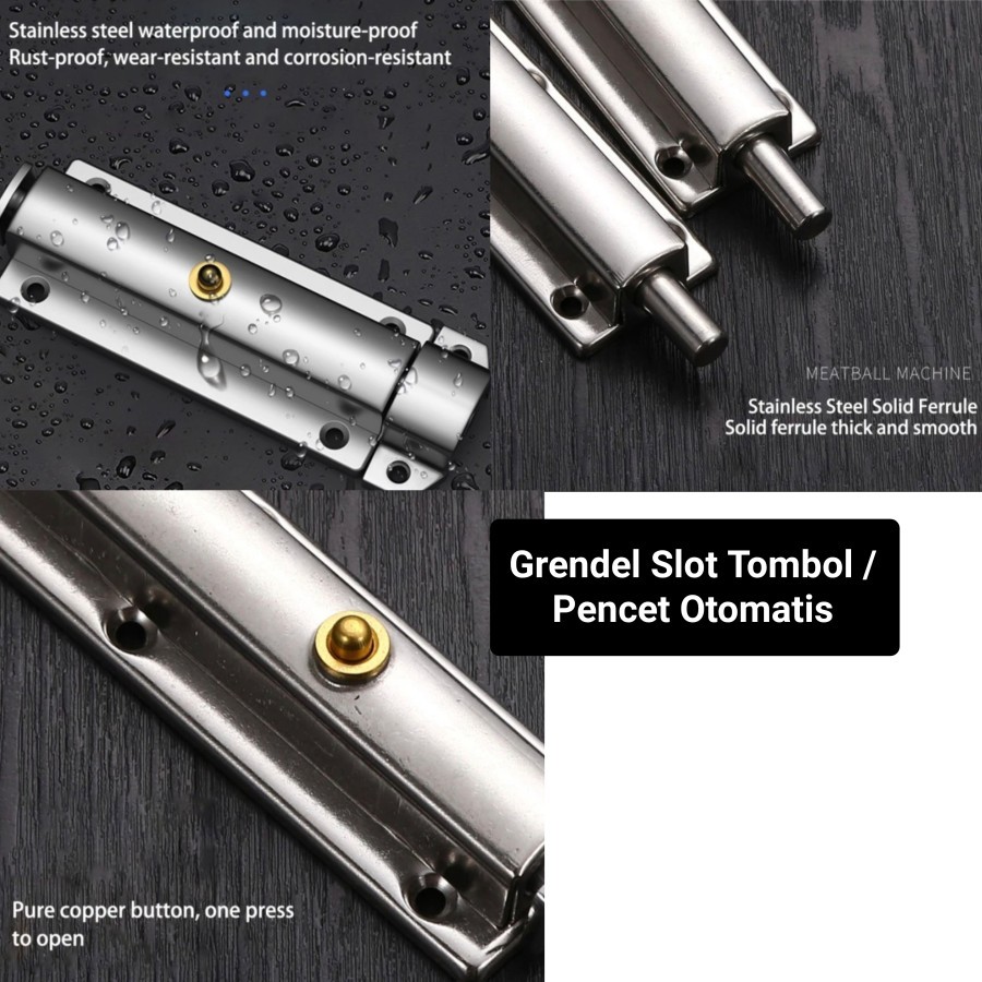 Jual Kunci Grendel Slot Pintu Tombol Pencet Otomatis Button Door Latch ...