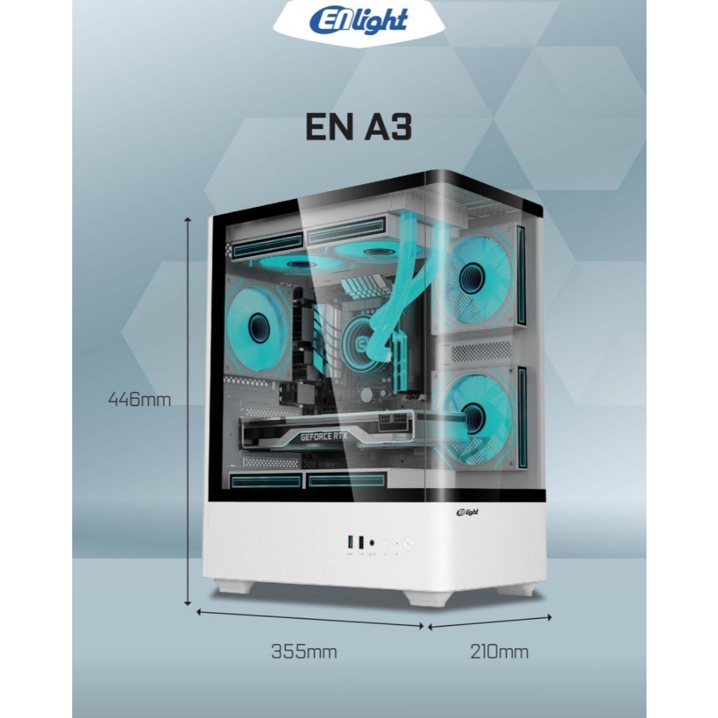 Jual Casing Enlight EN A3 - MATX Gaming Case - WHITE INC 3 FAN | Shopee ...