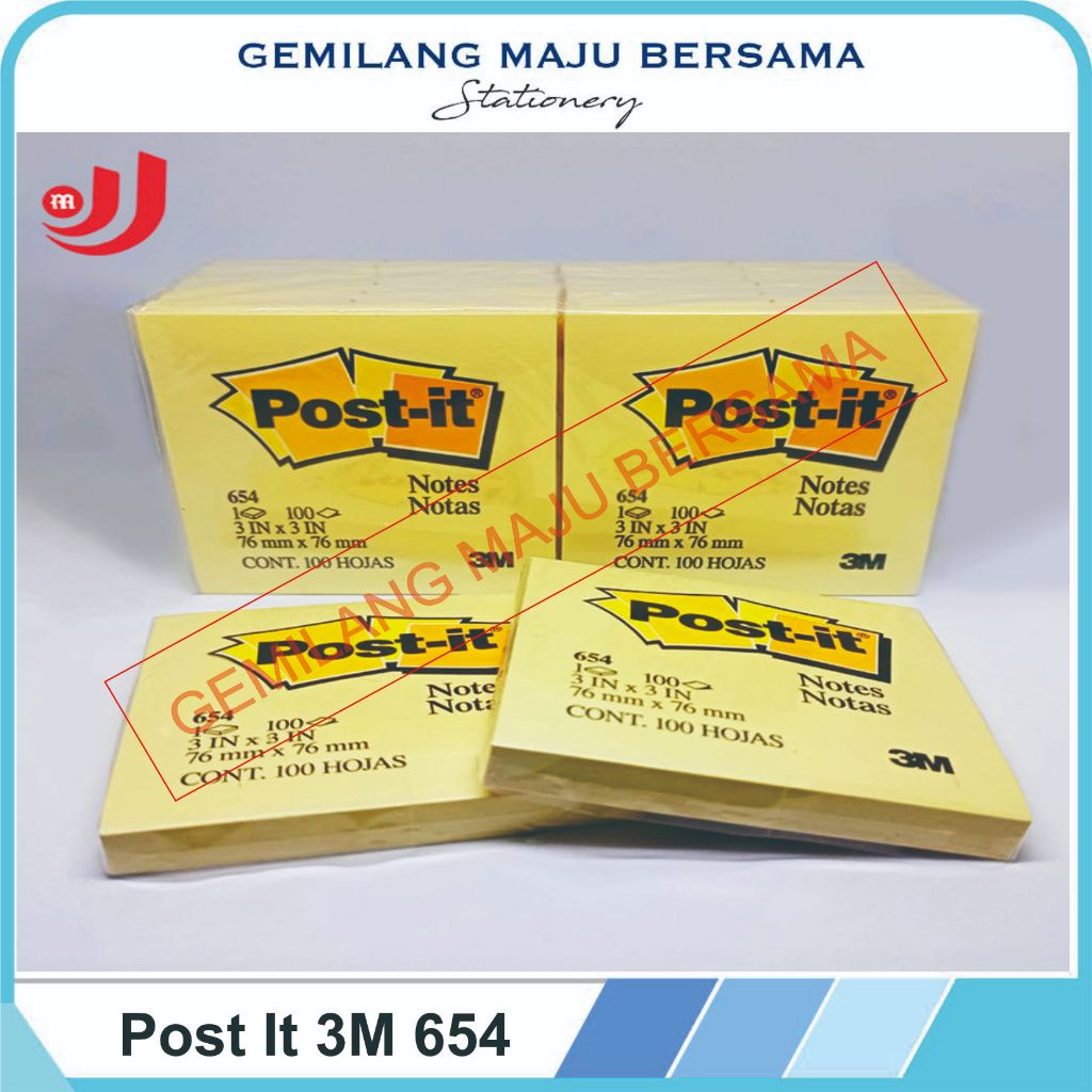 Jual [ HARGA PAKET DAPAT 12 PCS ] Memo Sticky Note Post it 3M 654 ...