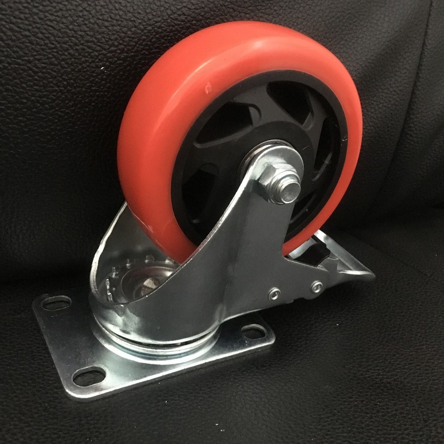 Jual Roda Besi Trolley PU 4 INCH/5INC/6INC/8INC Hidup Rem Per PCS ...