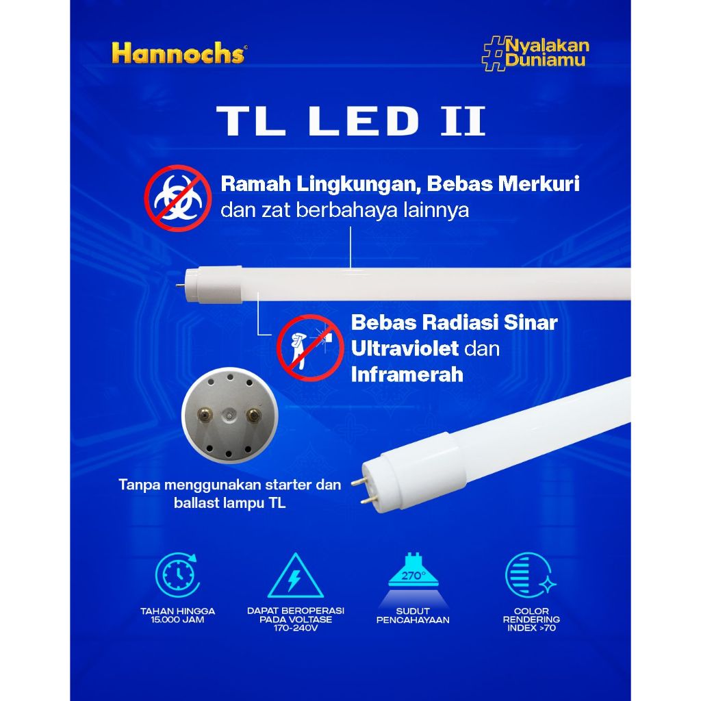 Jual [ISI 25PCS] Hannochs TL T8 LED II Double End 18W 18 W 18 WATT ...