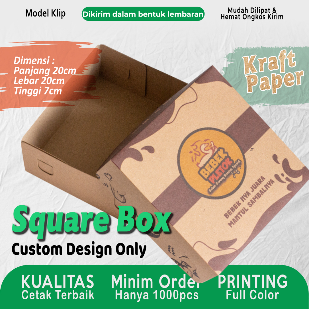 Jual Catering Box(Square Box) Custom Printing, Model Pisah Atas Bawah ...