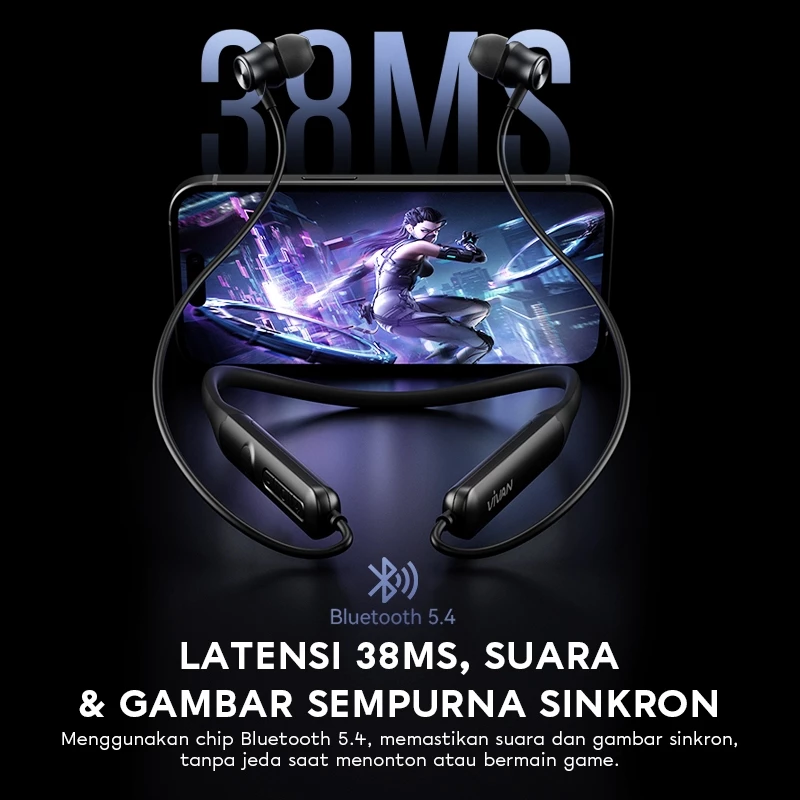 VIVAN Sport TWS Neckband 40H Playtime Low Latency Extra Bass IPX5 Liberty N100S Garansi 12 Bulan