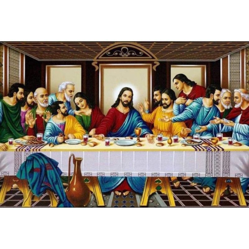 Jual poster cetak extra jumbo, Yesus jamuan Kudus, hiasan dinding ...