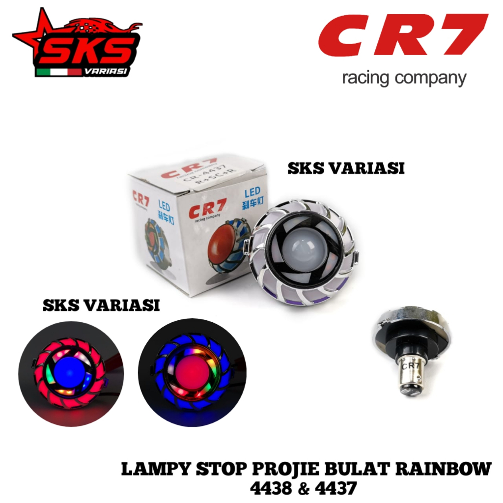 Lampu Stop Rem LED Projie 2 Mode Stop Rem Belakang Projie Senja Rainbow Spiral Bulat Universal