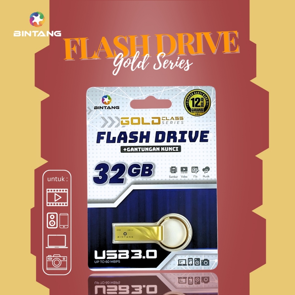 Jual FLASH DISK USB 3.0 BINTANG GOLD CLASS SERIES | Shopee Indonesia