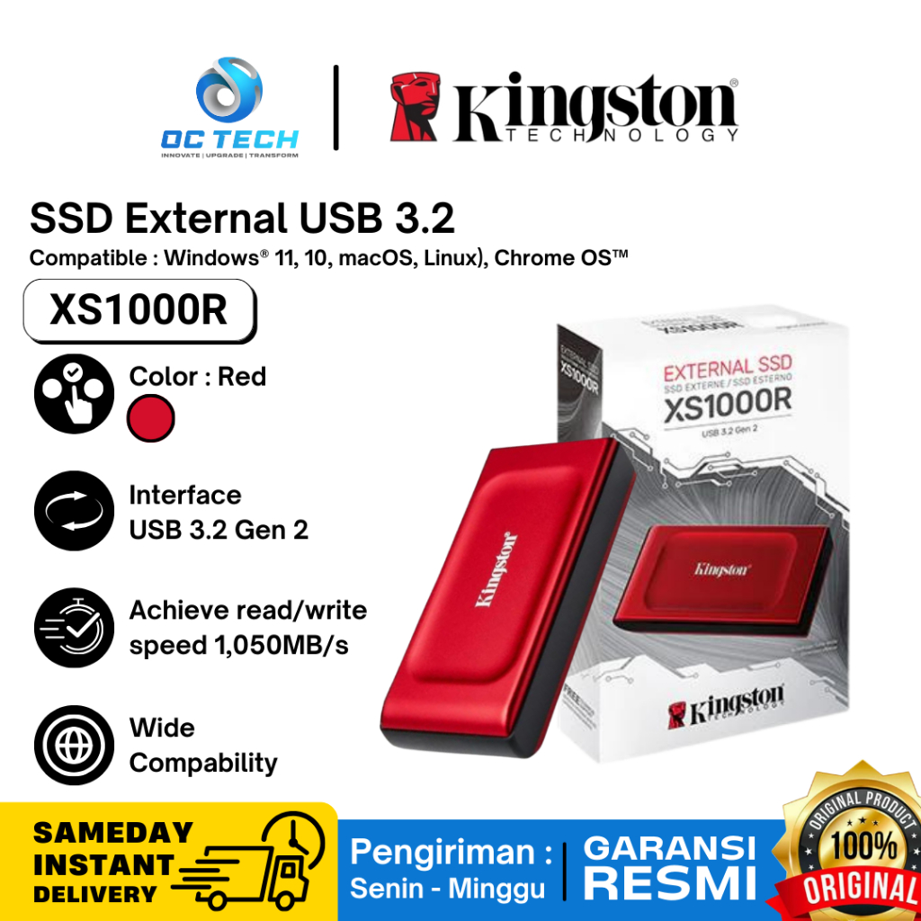 SSD Eksternal Portable Kingston XS1000R SSD 1TB USB Gen Type C SSD  TB Original Garansi Resmi