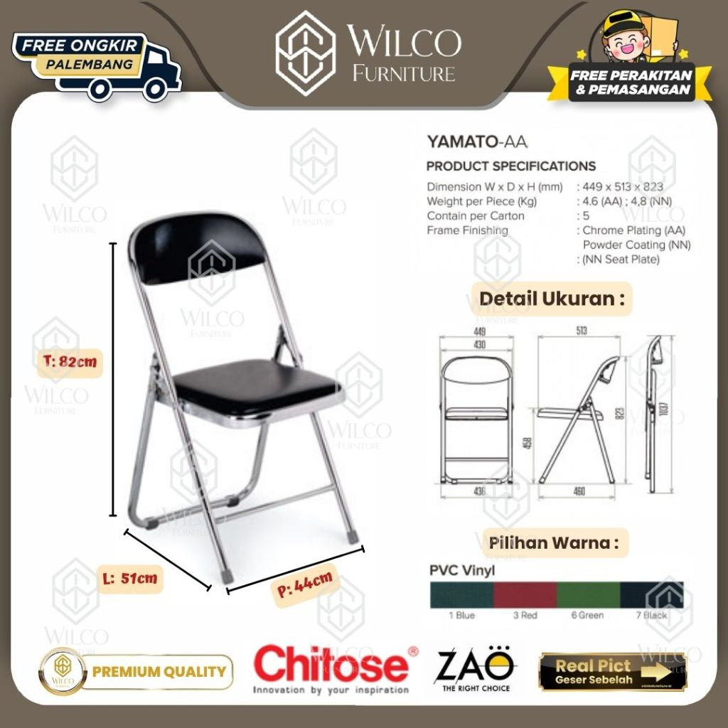 Jual Kursi Lipat Chitose Yamato AA / Bangku Lipat Murah / Folding Chair
