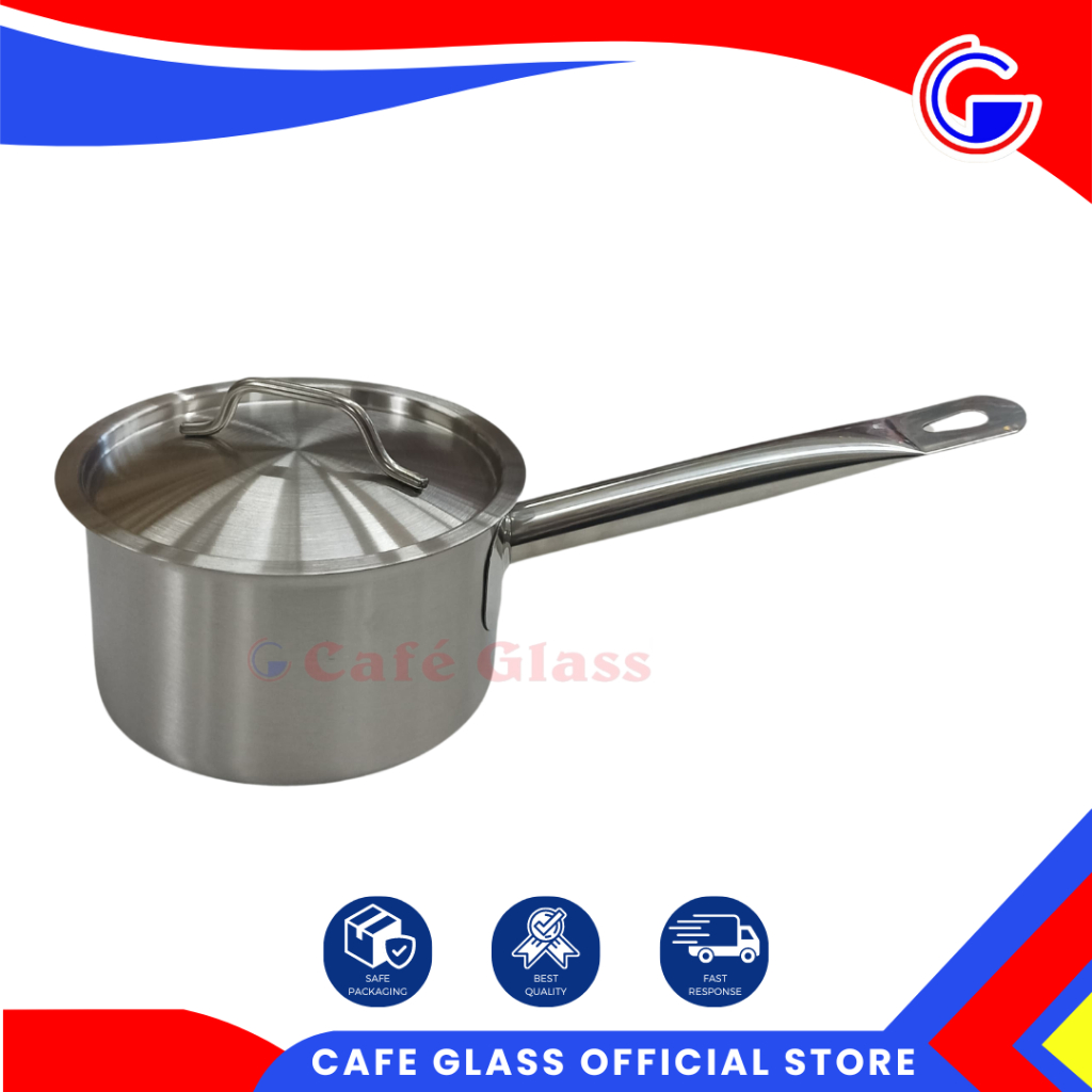 Panci Susu Stainless Gagang Panjang + Tutup - Saucepan Tebal Anti Karat